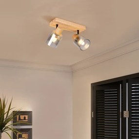 Brilagi - Spot HYGGE 2xE14/15W/230V lemn de cauciuc/fumuriu