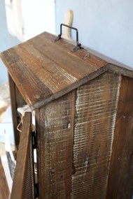 Dulăpior vintage din lemn reciclat, natur, cu 1 ușă cu plasă metalică, 1 raft și acoperiș în două ape, 42 x 52 x 34 cm, „Valensole”