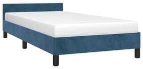Cadru de pat cu tablie, albastru inchis, 90x200 cm, catifea Albastru, 90 x 200 cm