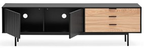 Comodă TV neagră/în culoare naturală cu aspect de lemn de stejar 180x52 cm Sierra – Teulat
