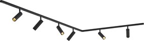 Sistem de iluminat cu șină modern cu 6 spoturi negre monofazate - Slimline Uzzy