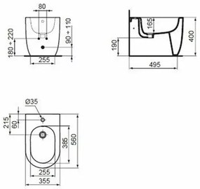 Bideu pe pardoseala Ideal Standard Atelier Blend Cube BTW alb lucios