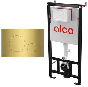 Set rezervor WC cu cadru incastrat Alca AM101/1120 si clapeta de actionare TURN-BRASS alama