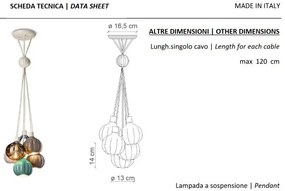 Lustra cu 6 pendule design italian realizat manual din ceramica si sticla AFOXÉ Mix