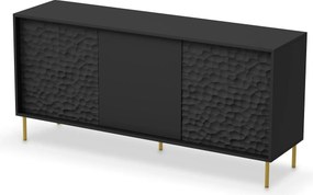 Comoda BULLET, negru/auriu, PAL laminat, 155x41x73 cm