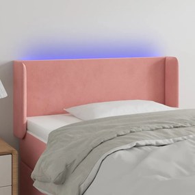 3122997 vidaXL Tăblie de pat cu LED, roz, 93x16x78/88 cm, catifea