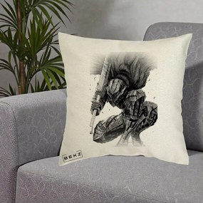 Perna Personalizata Berserk Guts Armor of Darkness Manga, 40x40 cm, Ecru, Husa Detasabila, Perna Inclusa, BEKZ®