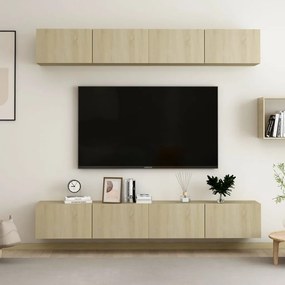 Comode TV, 4 buc., stejar sonoma, 100x30x30 cm, PAL 4, Stejar sonoma, 100 x 30 x 30 cm