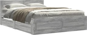 vidaXL Cadru de pat cu tăblie gri sonoma 120x190 cm lemn prelucrat