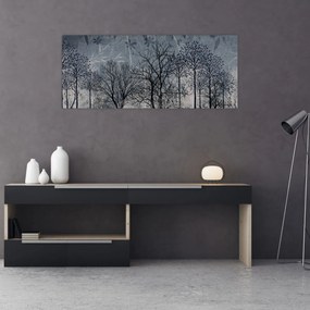 Tablou - Siluetă copac și frunze (120x50 cm)