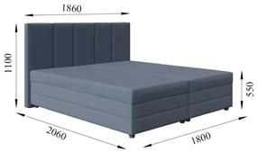 Pat tapițat ISABEL 180x200 cu saltea cu arcuri și spațiu de depozitare, gri