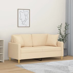 3153139 vidaXL Canapea cu 2 locuri cu perne&pernuțe crem 140 cm textil