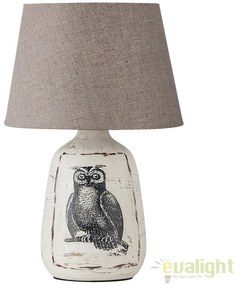 Veioza, lampa de masa, finisaj alb/gri, diametru 24cm, Dora 4373 RX