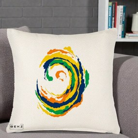 Perna Decorativa Vortex Abstract Colorat, 40x40 cm, Crem Reliefat, Husa Detasabila, Perna Inclusa, BEKZ®