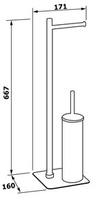 Gedy - Perie WC independentă cu suport pentru hârtie igienică FLORI, crom lucios