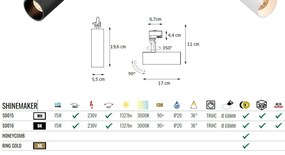 Spot LED directionabil pentru sina trifazata MAXLIGHT, SHINEMAKER negru