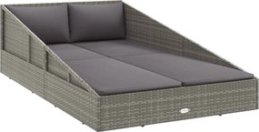 vidaXL Pat de grădină, gri, 110x200 cm, poliratan