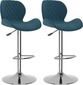 vidaXL Scaune de bar, 2 buc., albastru, catifea