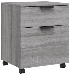 817136 vidaXL Fișet mobil cu roți, gri sonoma, 45x38x54 cm, lemn prelucrat