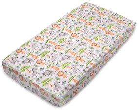 Cearceaf din bumbac cu elastic roata pentru patut 120x60 cm Kidizi Safari
