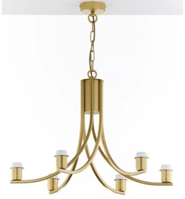 Jupiter 2098 - Lustru cu lanț ARTHUR 6xE27/15W/230V alb/auriu/decor marmură