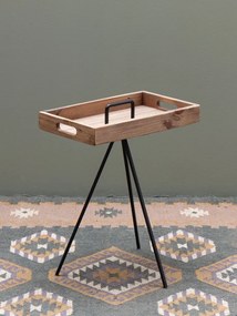 Masuta laterala, din metal si lemn de pin, cu tava detasabila, Utah