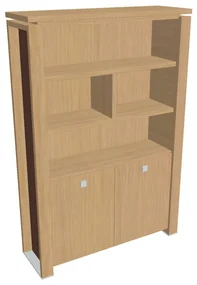 Dulap înalt Verno+ S 140 x 46 x 210 cm, cu rafturi, stejar deschis / maro
