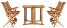 3059973 vidaXL Set mobilier de exterior pliabil, 7 piese, lemn masiv de tec
