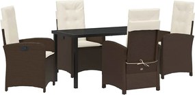 vidaXL Set de masă pentru grădină cu pernă 5 pcs Maro poliratan