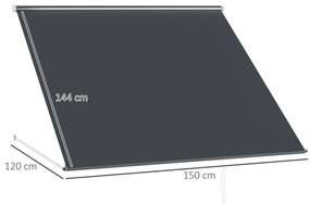 Outsunny Copertină cu Braț Pliabil, cu Deschidere Manuală, Copertină Basculantă cu Protecție UV30+, 150x120 cm, Gri Închis | Aosom Romania