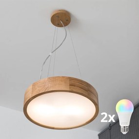 BRILAGI - Lustru LED RGBW cu dimmer CARVALHO, 2xE27/12W/230V, Wi-Fi, stejar, Ø 37 cm