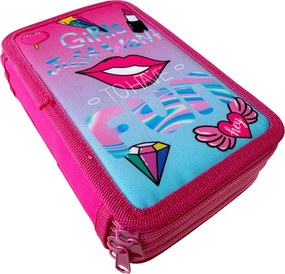 Penar complet echipat, 3 compartimente, 32 piese, pentru fete, Fashion Girl, PNF12