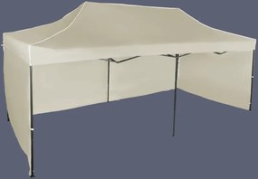 Pavilion de grădină 3x6m – din oțel, 3 pereţi laterali, Bej