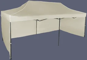 Pavilion de grădină 3x6m – din oțel, 3 pereţi laterali, Bej