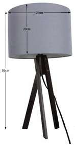 Lampă de masă, gri/lemn negru, LILA TYP 5 LS2002