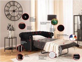 Canapea neagră extensibilă cu tapițerie din catifea 148 cm York Blik – Ropez