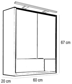 Dulap cu oglindă Luna 60, alb, superior