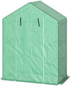Outsunny Seră cu rafturi, Mini-seră, rezistentă la UV, fereastră de plasă, ușă cu fermoar, 143L x 74W x 190H cm, Verde | Aosom Romania