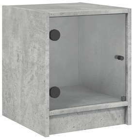 836349 vidaXL Dulap lateral cu ușă din sticlă, gri beton, 35x37x75,5 cm