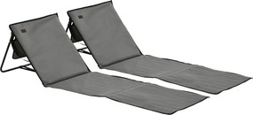 Outsunny Set 2 Șezlonguri Pliabile cu Unghi Reglabil și Buzunar cu Fermoar, 142x51x40 cm, Albastru | Aosom Romania