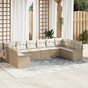 vidaXL Set de canapele pentru grădină cu pernă 10 pcs Bej Rattan poli