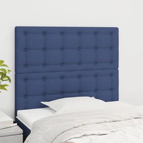 vidaXL Tăblii de pat, 2 buc, albastru, 90x5x78/88 cm, textil