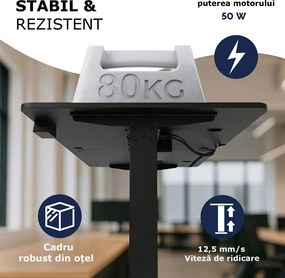 Birou de birou reglabil pe înălțime FLEXI, 160x75x72–117cm, negru Casaria