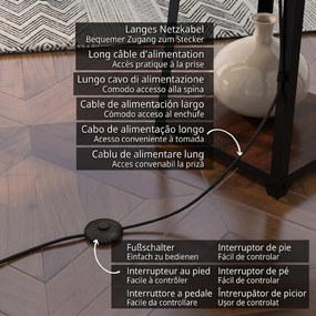 Lampa de Podea cu Rafturi, Inalta, Independenta, cu Abajur din Material Textil (Becul Nu Este Inclus), Nuc Maro si Bej, HOMCOM | Aosom Romania
