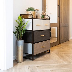 Comodă cu sertare din material textil HAZEL TIP 2,maro, M