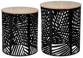 Set masute cafea, motiv frunze, 2 bucati