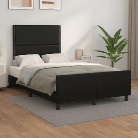 Cadru de pat cu tablie, negru, 120x200 cm, piele ecologica Negru, 120 x 200 cm, Culoare unica si cuie de tapiterie