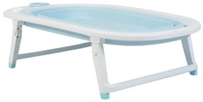 Cadita pliabila cu stender pentru bebelusi si copii NOVOKIDS™ Folding Bath Tub, baita bebe, ergonomica, 81x45x22 cm, supapa scurgere, Albastru