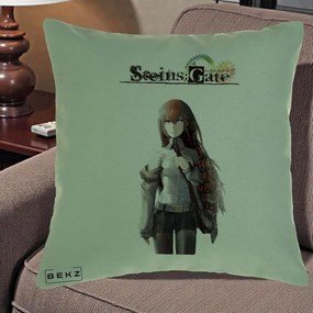 Perna Personalizata Steins Gate Kurisu Makise Anime, 40x40 cm, Verde, Husa Detasabila, Perna Inclusa, BEKZ®