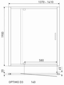 Ușă de duș OPTIMOD3140G 140x190 sticlă grafit